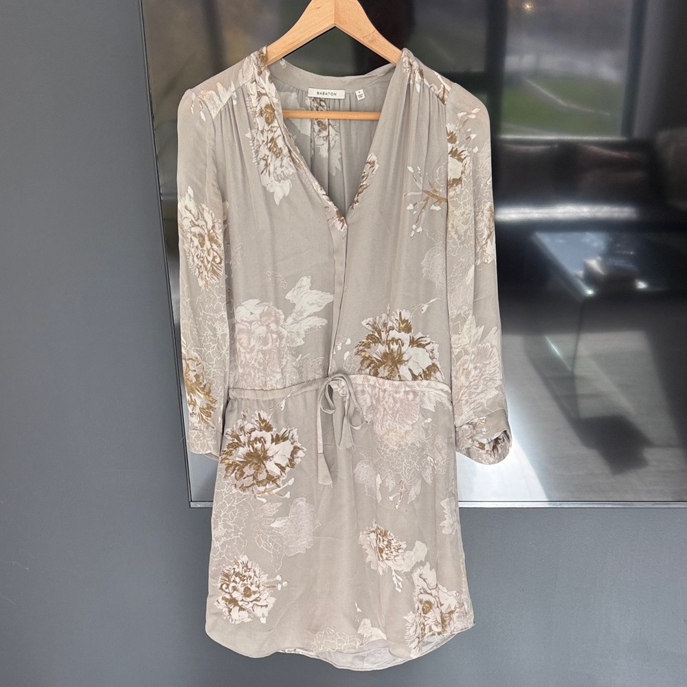 Babaton Floral Mini Dress - Cream and Brown
